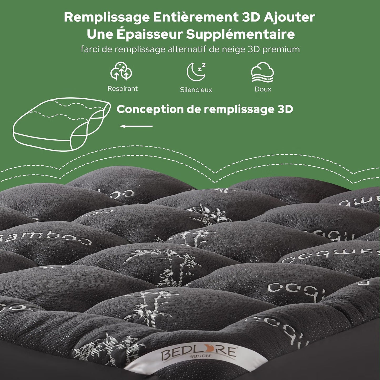 Surmatelas 2 Personne en Viscose de Bambou